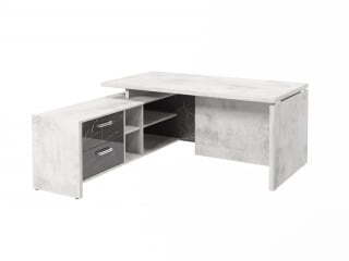 Стол руководителя с опорной тумбой Festus FI-117L.GG 1700x1800x750 (Хромикс Белый/Камень Пьетра Гриджиа черный)