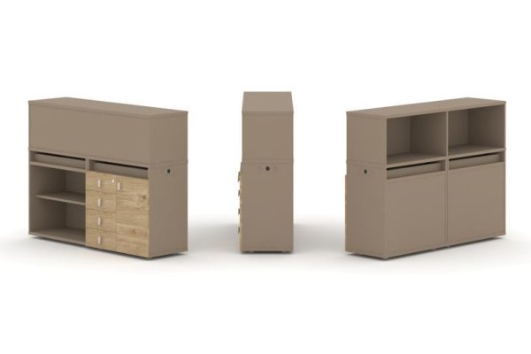 Тумба двойная + низкая надставка ES.NB.2N-7 (1500х410х1135)