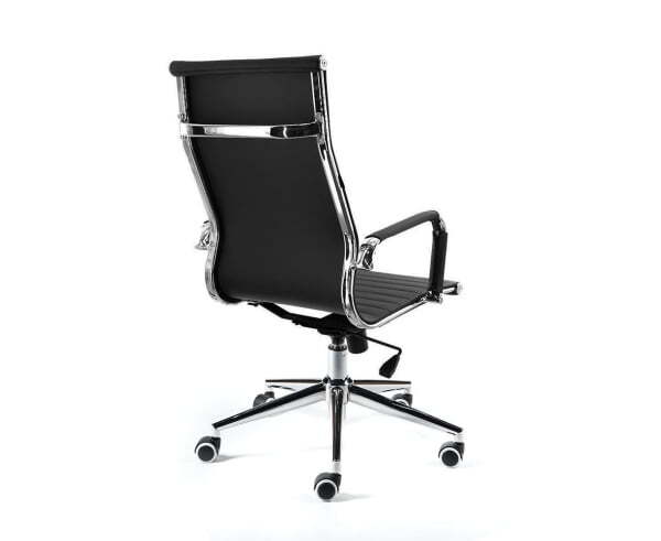 Кресло офисное / Техно / хром / черная экокожа