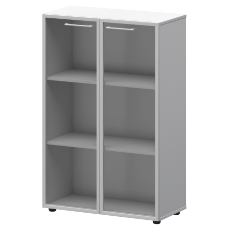 Шкаф средний со стеклом в ал. рамке Кортез СМШ38RS(Б) 792x380x1190 (Белый)