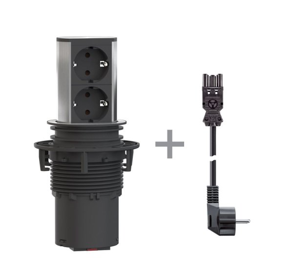 ELEVATOR 2 x 220V блок розеточ (СЕРЕБРИСТ.)