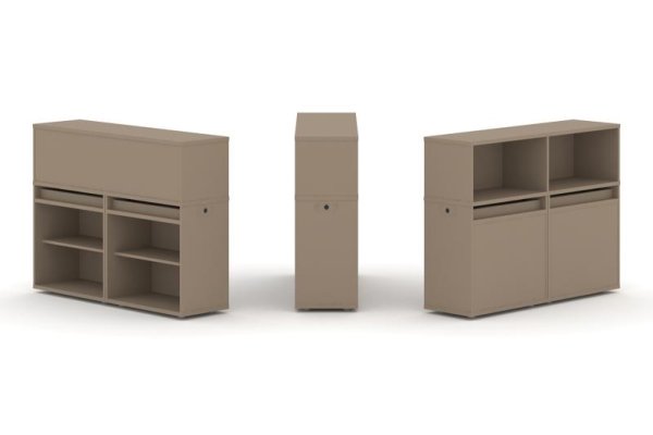Тумба двойная + низкая надставка ES.NB.2N-1 (1500х410х1135) (Латте)