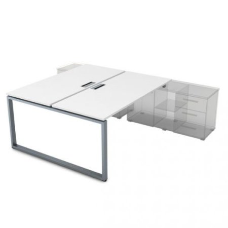 СПБ-О.985 Стол системы БЕНЧ, на 2 рабочих места, для крепления на тумбу (1800x1635x750) (Белый премиумСерый)