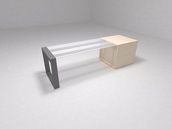 Стол приставной к тумбе, столешница стекло Brix BR.00.25 1800x750x800