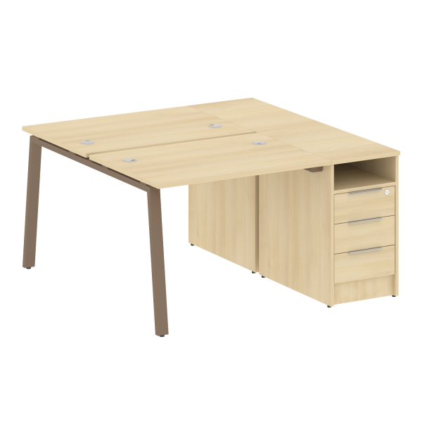 Рабочая станция с тумбой на А-образном м/к Metal System Style БА.РС-СТП-2.1 1412x1475x750