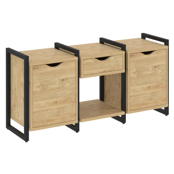 Тумба на регулируемых опорах наборная VR.L-TN-7.O 1440x460x719 (Тиквуд Светлый/Черный металл)