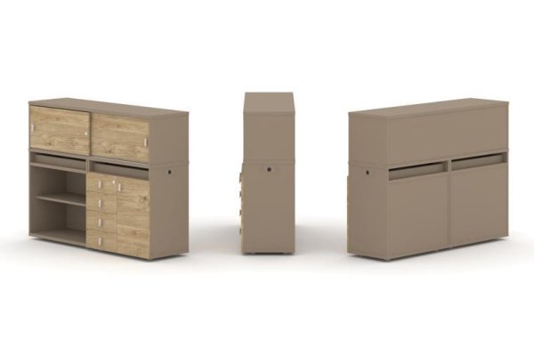 Тумба двойная + низкая надставка ES.NB.2N-8 (1500х410х1135)