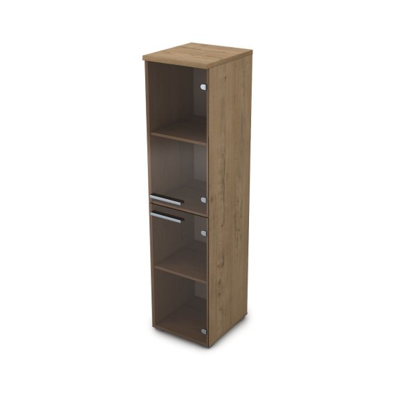 9П.004.7 Пенал со стеклом (400x450x1645) (Teakwood)