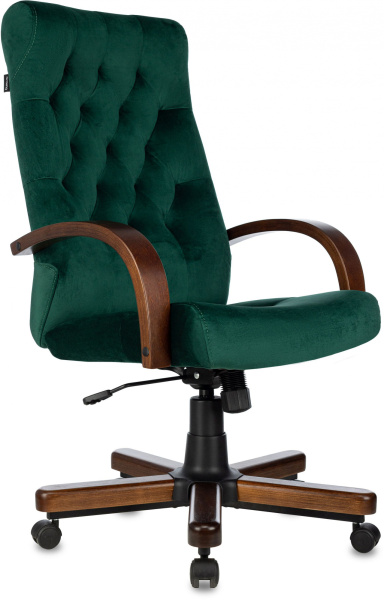 Кресло руководителя T-9928WALNUT Fabric зеленый Italia Green крестов. металл/дерево (Зеленый)