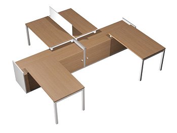 Рабочая станция (4x120) на 2-x опорных тумбах-купе Profiquadro КВ 0185 БВ 2790x3600x750