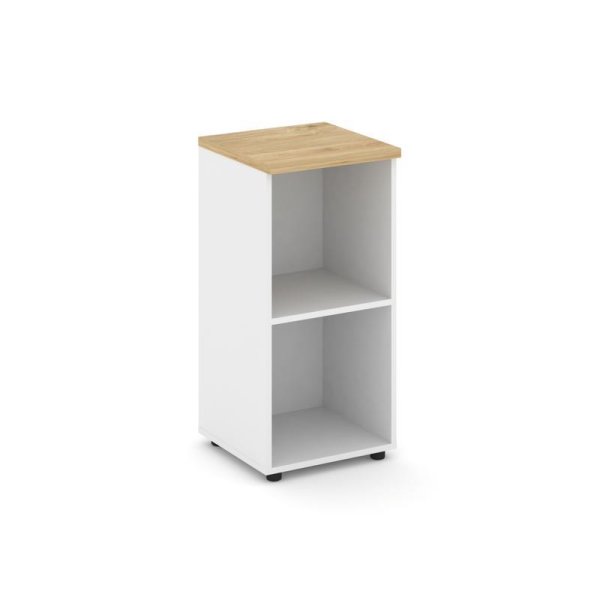 Стеллаж низкий узкий SN.STU.E-300 (400х400х833) (Белый/Тиквуд Светлый)